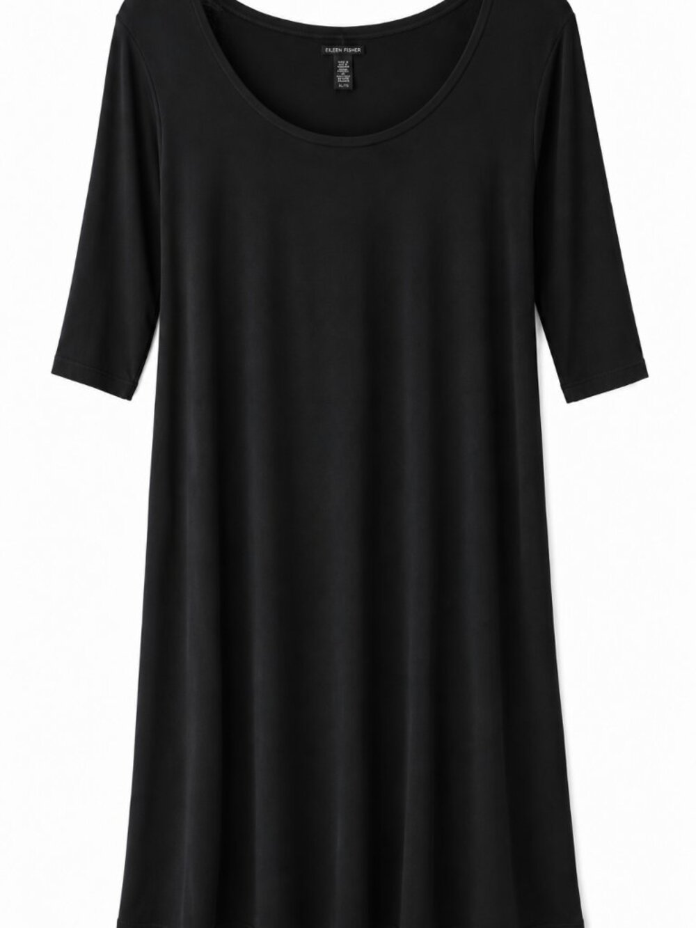 EILEEN FISHER Black Jersey Scoop Neck Shift Dress XL Viscose Stretch